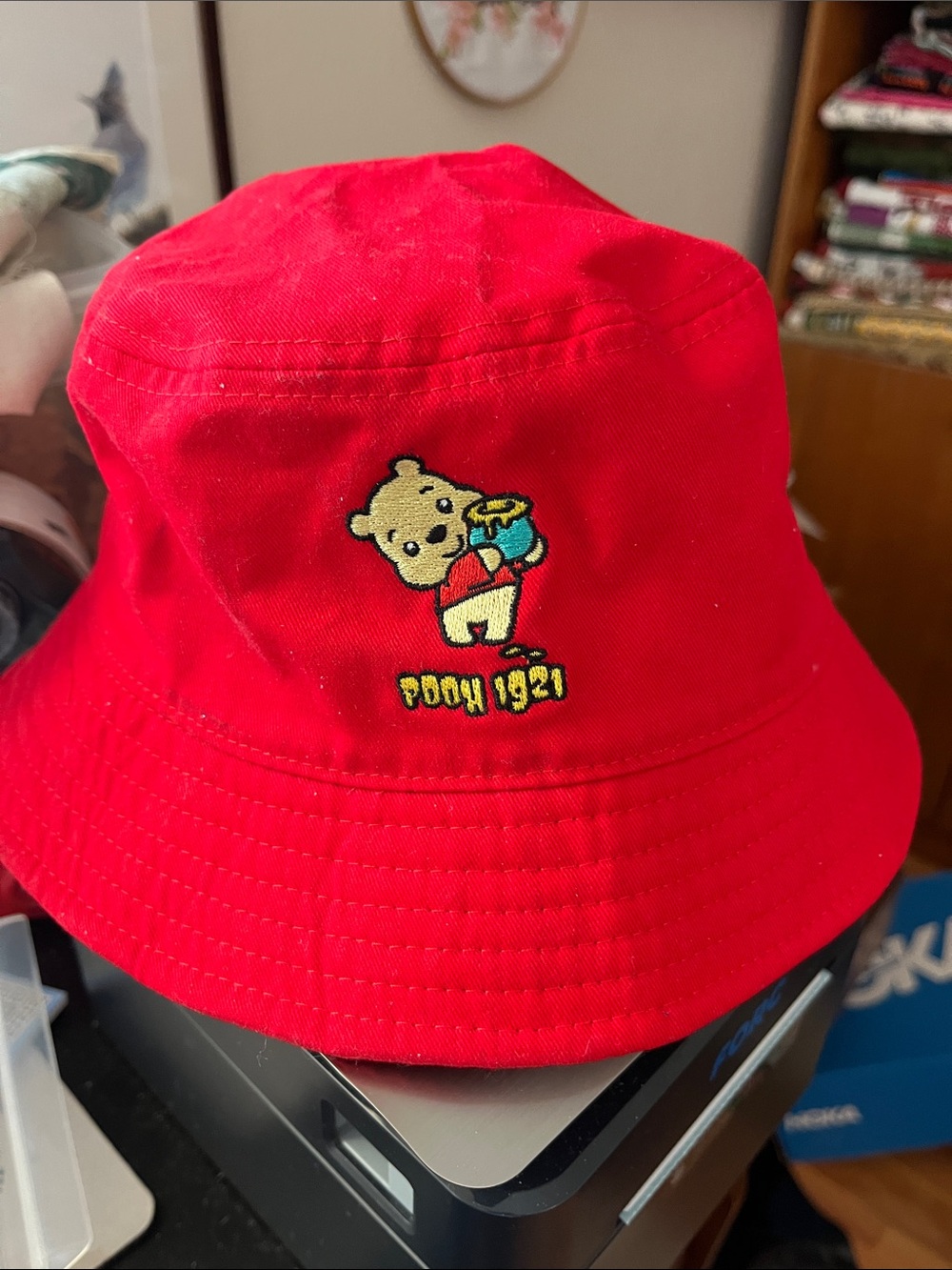 Pooh Bright Red Bucket Hat Disney OS